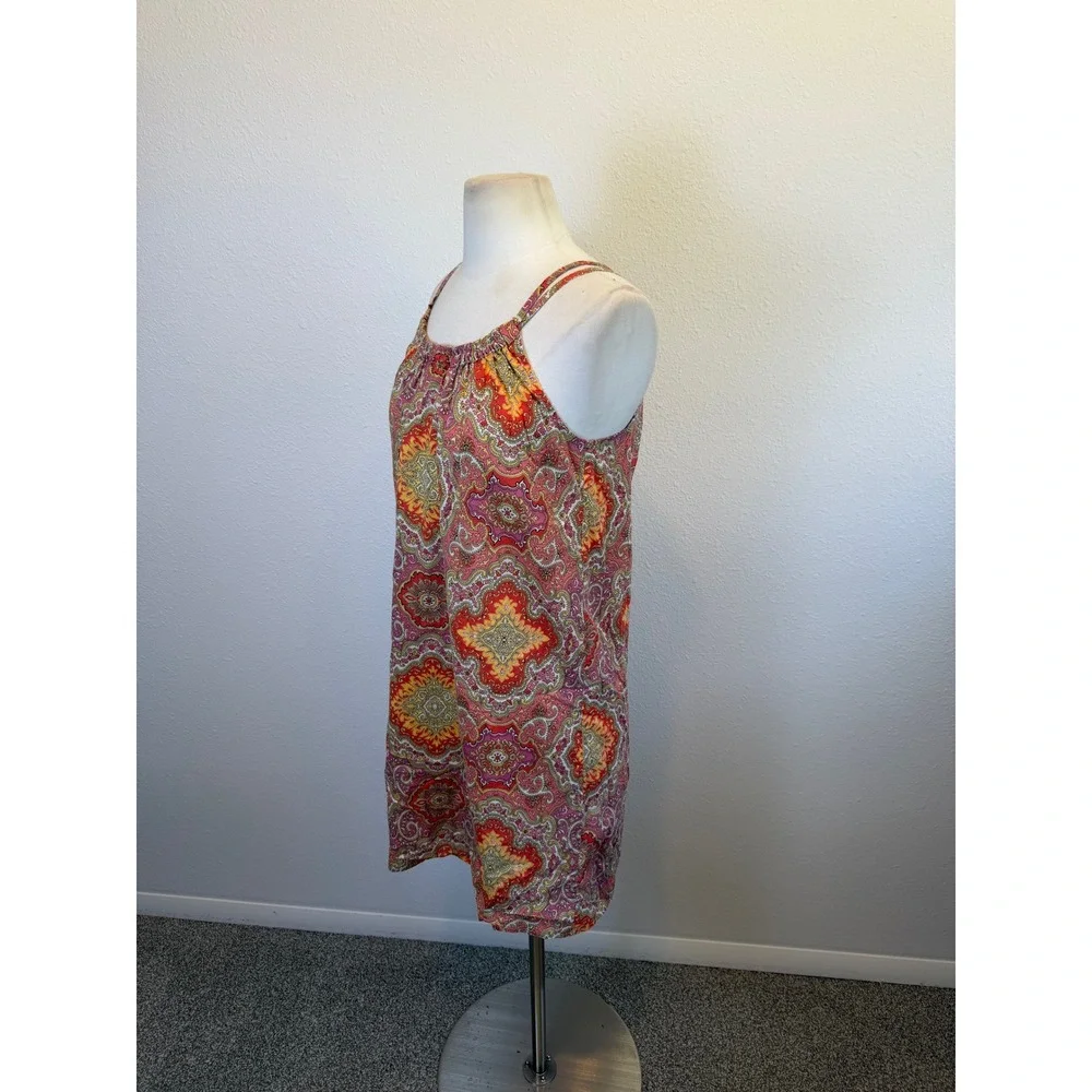 Vtg Y2K J Crew Paisley Strapless Shift Dress Womens XS Aztec Geometric Retro